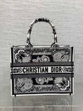 Medium Dior Book Tote M1296 Black and White Butterfly Bandana Embroidery