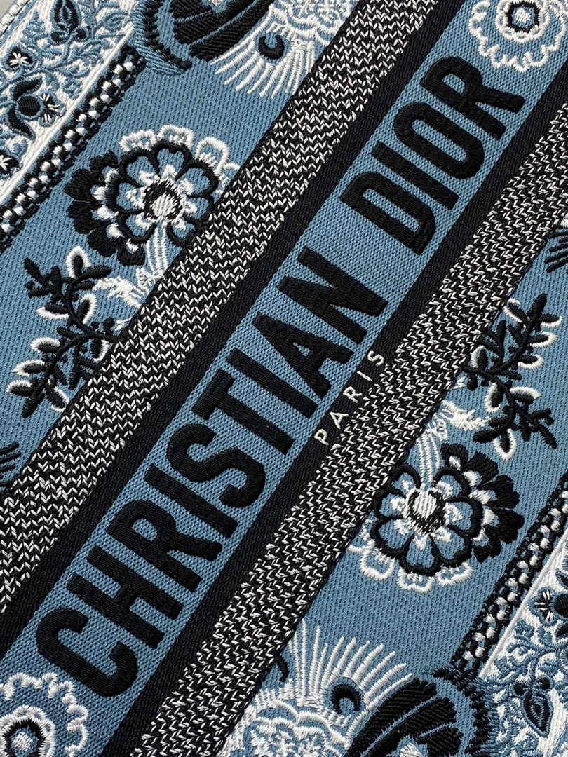 Medium Dior Book Tote M1296 Blue and White Butterfly Bandana Embroidery