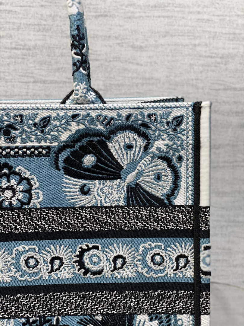 Medium Dior Book Tote M1296 Blue and White Butterfly Bandana Embroidery