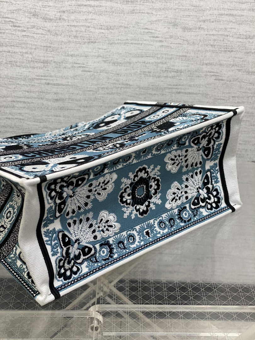 Medium Dior Book Tote M1296 Blue and White Butterfly Bandana Embroidery