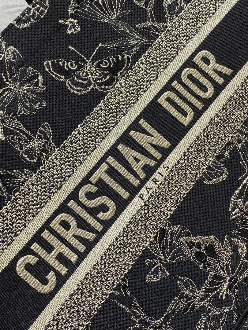 Medium Dior Book Tote M1296 Black Butterfly Zodiac Embroidery