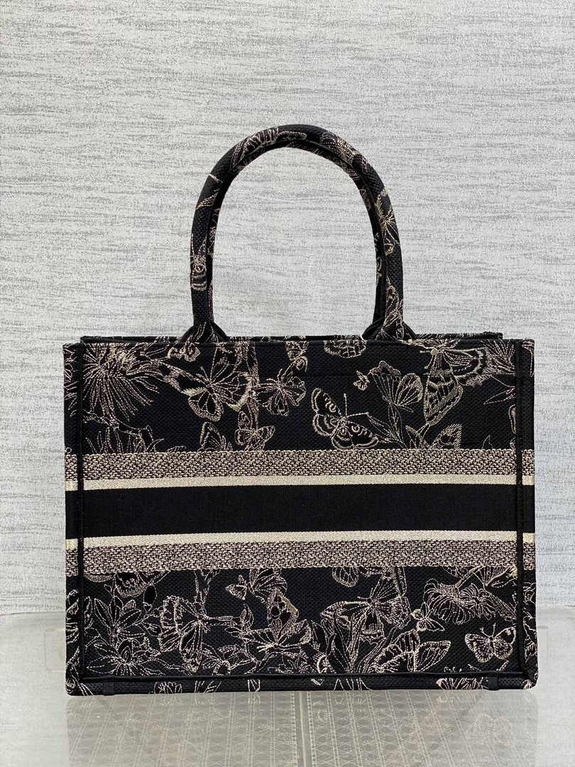Medium Dior Book Tote M1296 Black Butterfly Zodiac Embroidery