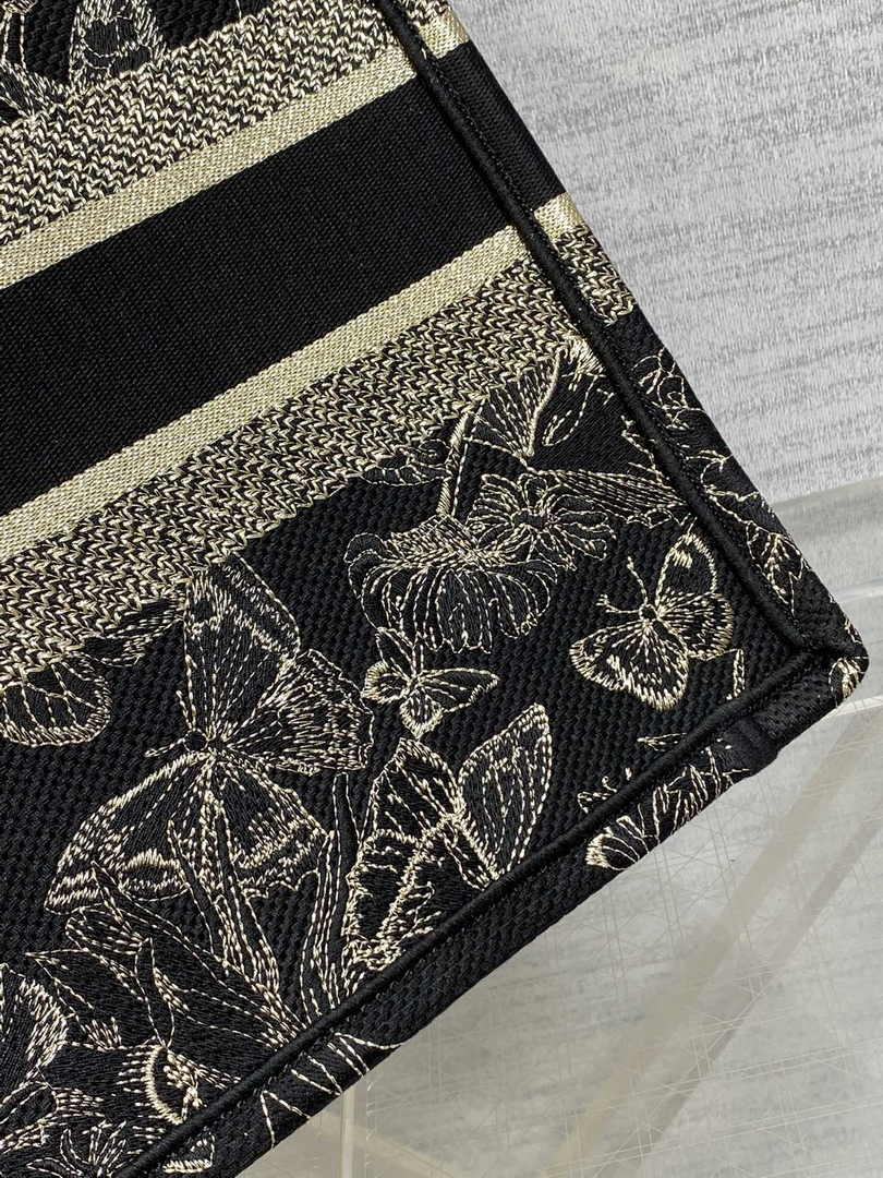 Medium Dior Book Tote M1296 Black Butterfly Zodiac Embroidery