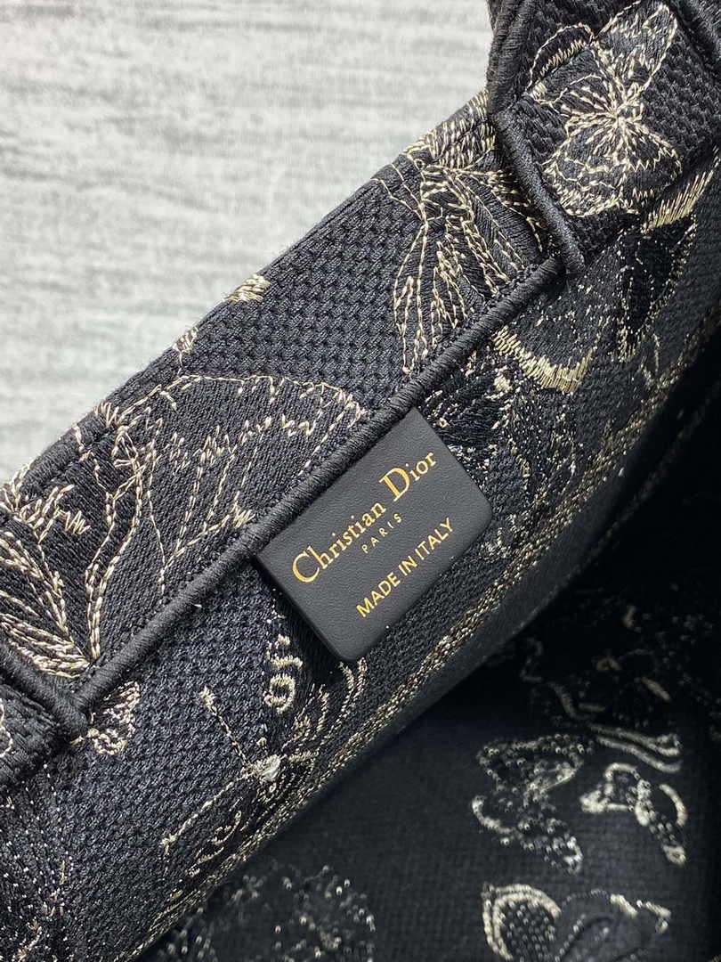 Medium Dior Book Tote M1296 Black Butterfly Zodiac Embroidery