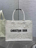Medium Dior Book Tote M1296 White Butterfly Jouy Soleil Embroidery