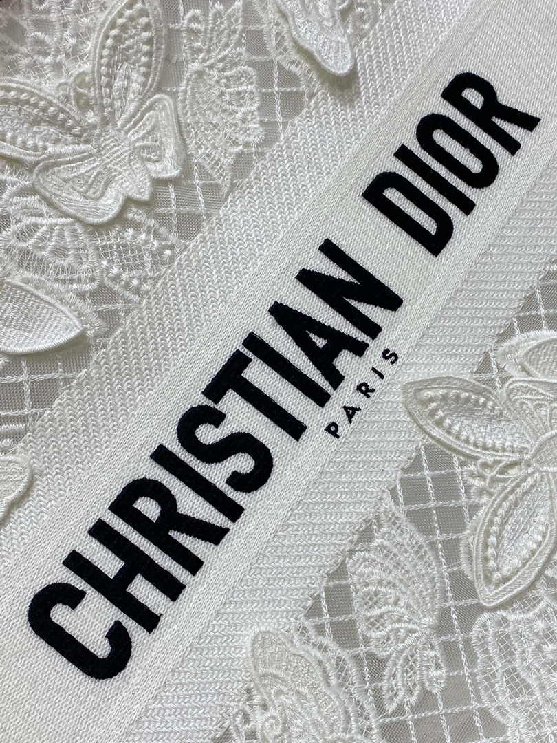 Medium Dior Book Tote M1296 White Butterfly Jouy Soleil Embroidery