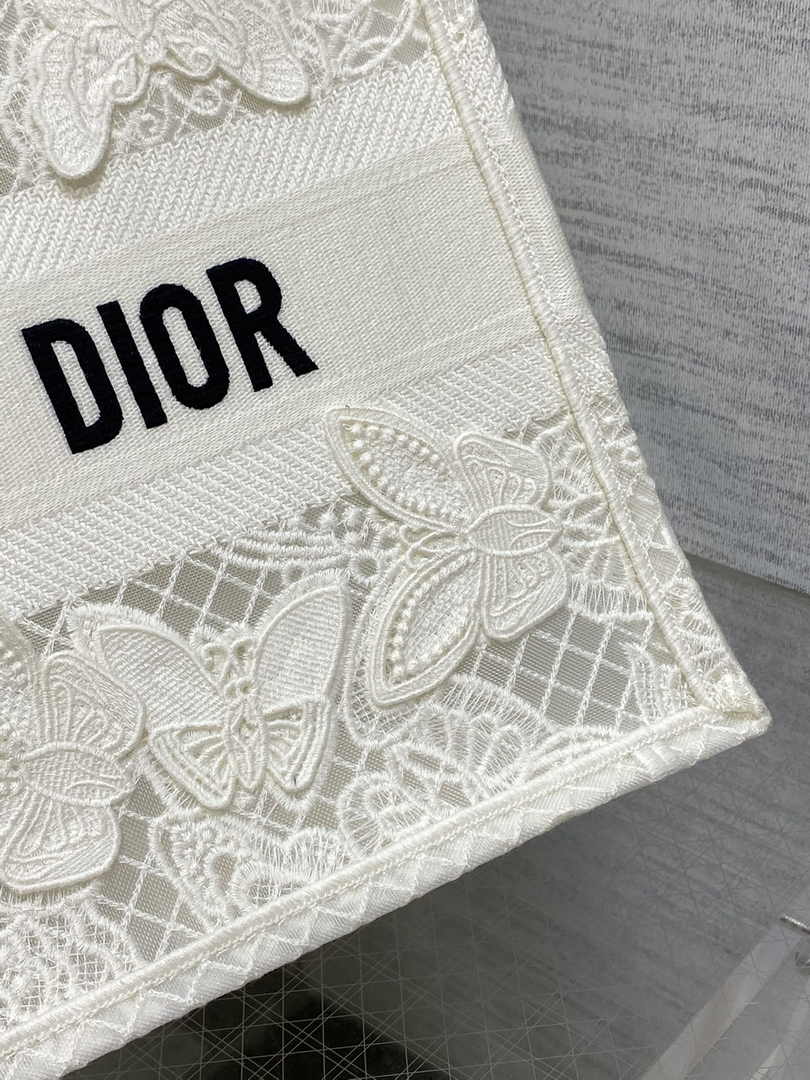 Medium Dior Book Tote M1296 White Butterfly Jouy Soleil Embroidery