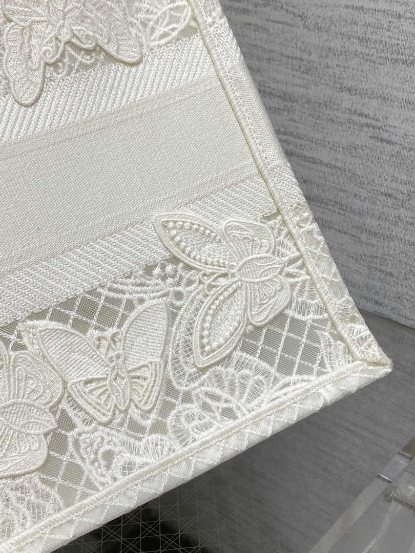 Medium Dior Book Tote M1296 White Butterfly Jouy Soleil Embroidery