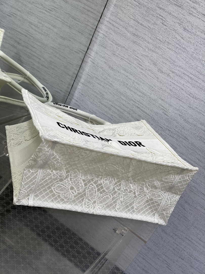 Medium Dior Book Tote M1296 White Butterfly Jouy Soleil Embroidery