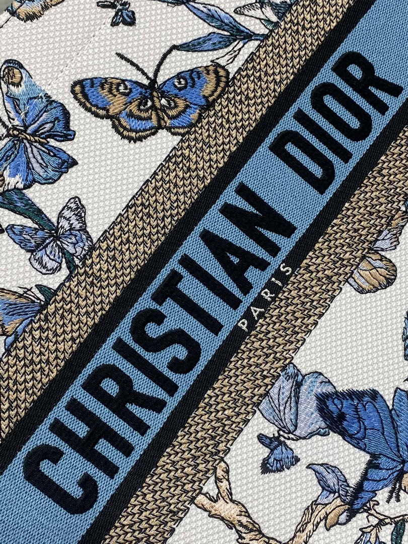 Medium Dior Book Tote M1296 White and Pastel Midnight Blue Toile de Jouy Mexico Embroidery