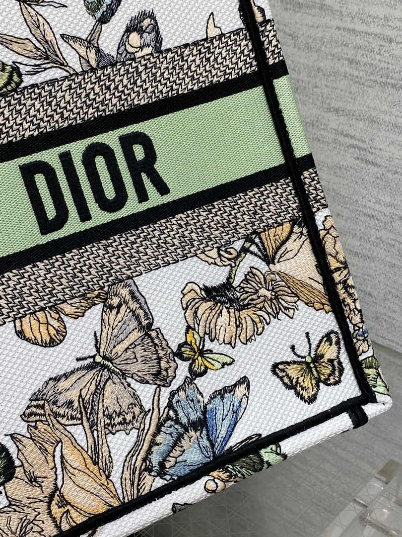 Medium Dior Book Tote M1296 White and Pastel Midnight Green Toile de Jouy Mexico Embroidery