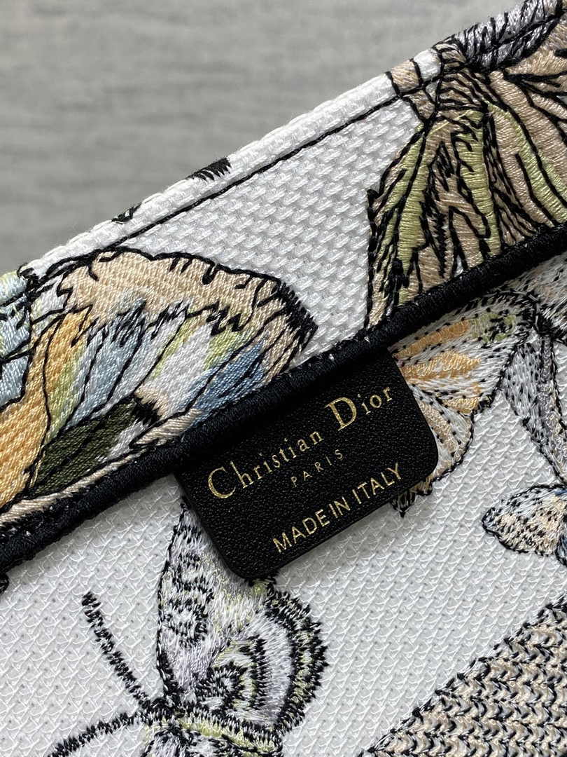 Medium Dior Book Tote M1296 White and Pastel Midnight Green Toile de Jouy Mexico Embroidery