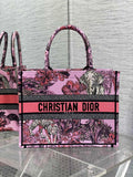 Medium Dior Book Tote M1296 Pink Tiger Embroidery