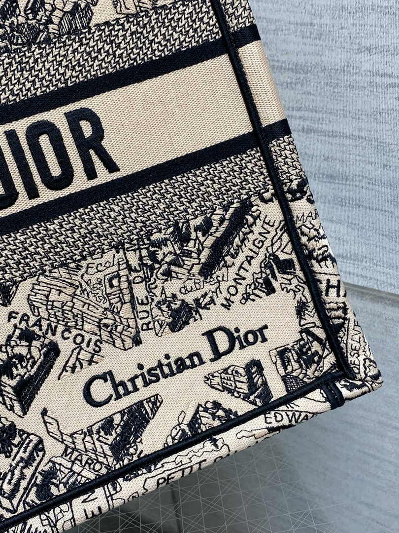 Medium Dior Book Tote M1296 Beige Plan de Paris Embroidery