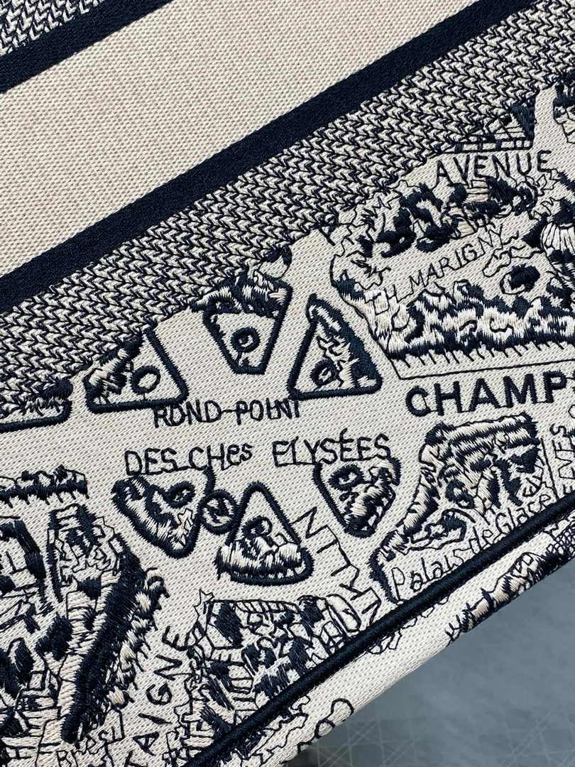 Medium Dior Book Tote M1296 Beige Plan de Paris Embroidery