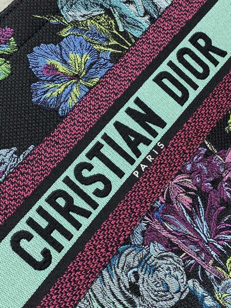 Medium Dior Book Tote M1296 Blue Tiger Embroidery