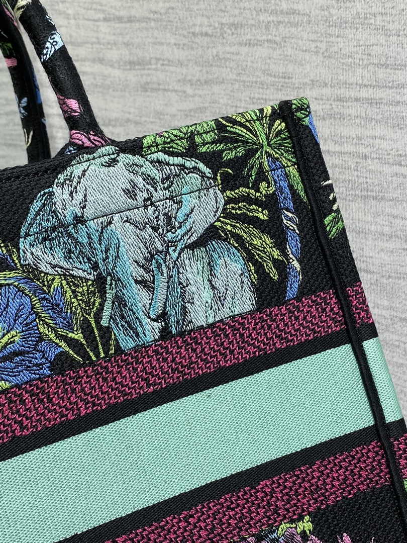 Medium Dior Book Tote M1296 Blue Tiger Embroidery