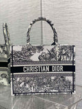 Dior Medium Book Tote M1296 Blue Tiger Embroidery
