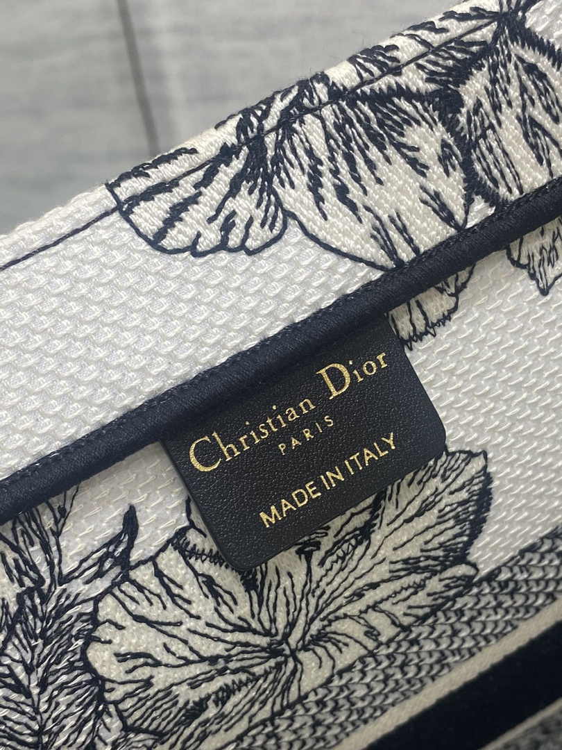 Dior Medium Book Tote M1296 Blue Tiger Embroidery