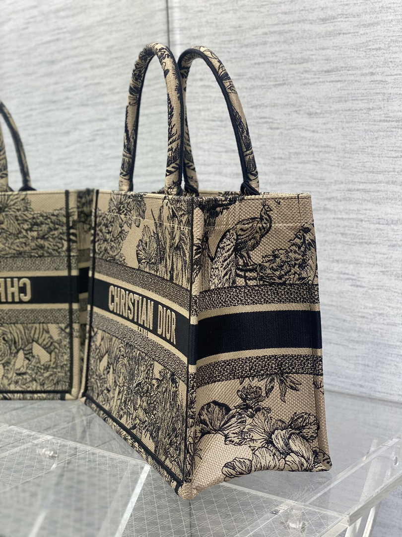 Dior Medium Book Tote M1296 Black Tiger Embroidery - Default Title - View 3