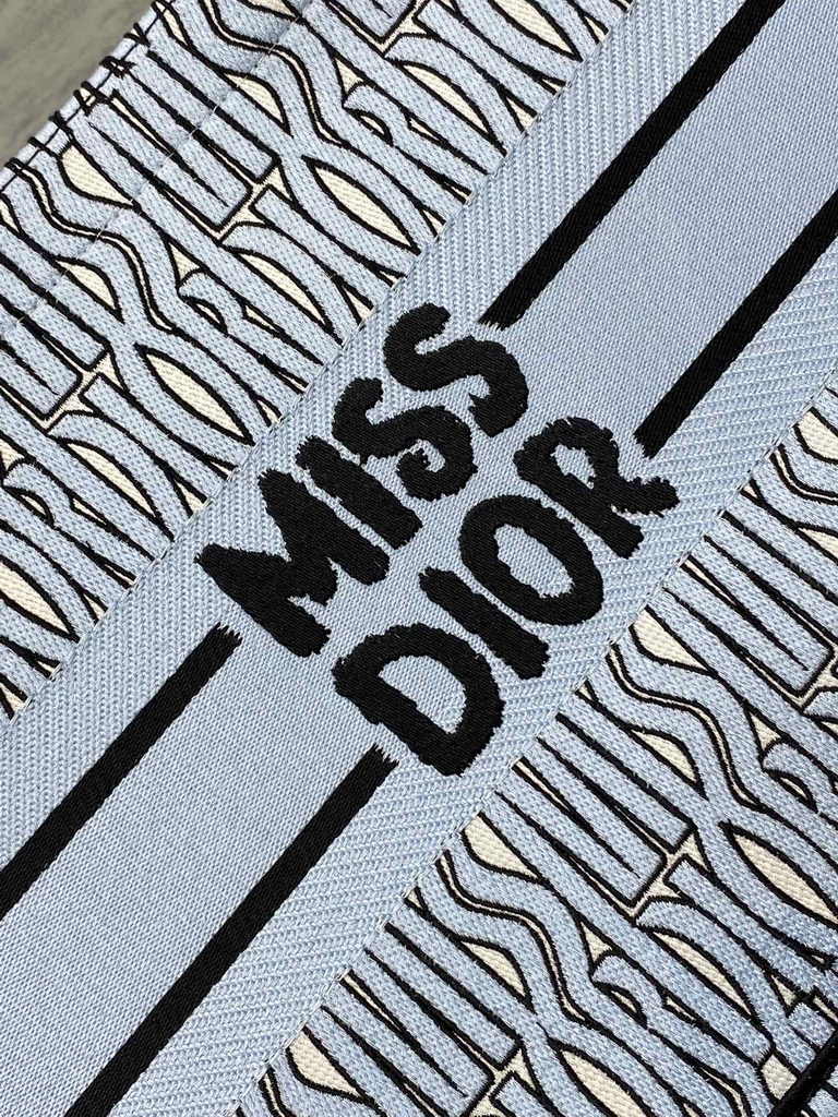 Medium Dior Book Tote M1296 Pale Blue and Black Miss Dior Allover Embroidery - Default Title - View 8