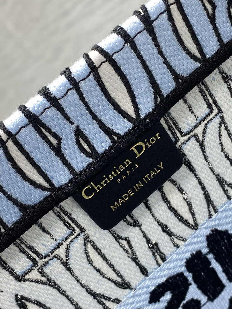 Medium Dior Book Tote M1296 Pale Blue and Black Miss Dior Allover Embroidery - Default Title - View 6