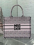 Medium Dior Book Tote M1296 White and Pale Pink Miss Dior Allover Embroidery - Default Title - View 1