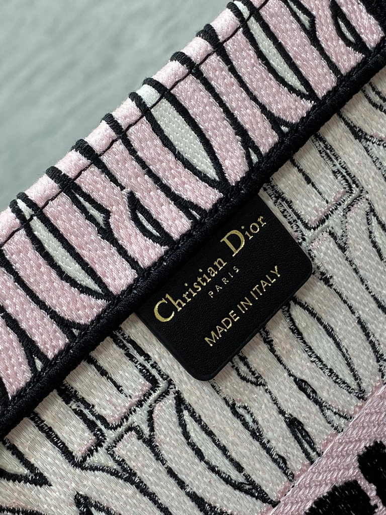 Medium Dior Book Tote M1296 White and Pale Pink Miss Dior Allover Embroidery - Default Title - View 6