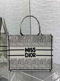 Medium Dior Book Tote M1296 Beige Miss Dior Allover Embroidery - Default Title - View 1