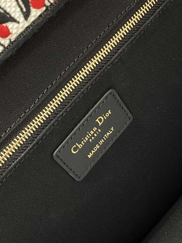Medium Dior Book Tote M1296 White, Black and Red Dior Lily of the Valley Embroidery - Default Title - View 6