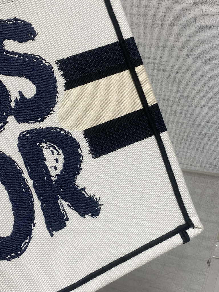 Medium Dior Book Tote M1296 White and Blue Miss Dior Graffiti Embroidery - Default Title - View 8