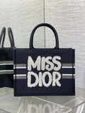 Medium Dior Book Tote M1296 Black Miss Dior Graffiti Embroidery - Default Title - View 1