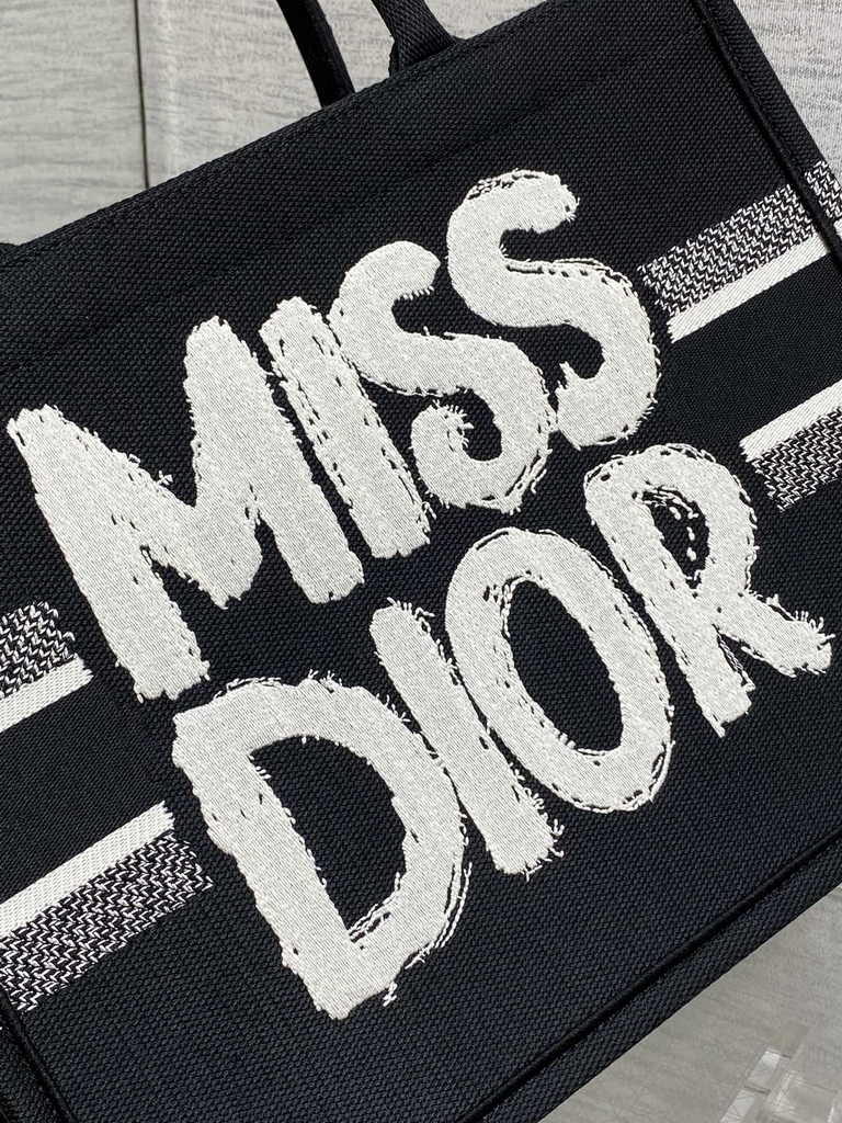Medium Dior Book Tote M1296 Black Miss Dior Graffiti Embroidery - Default Title - View 9