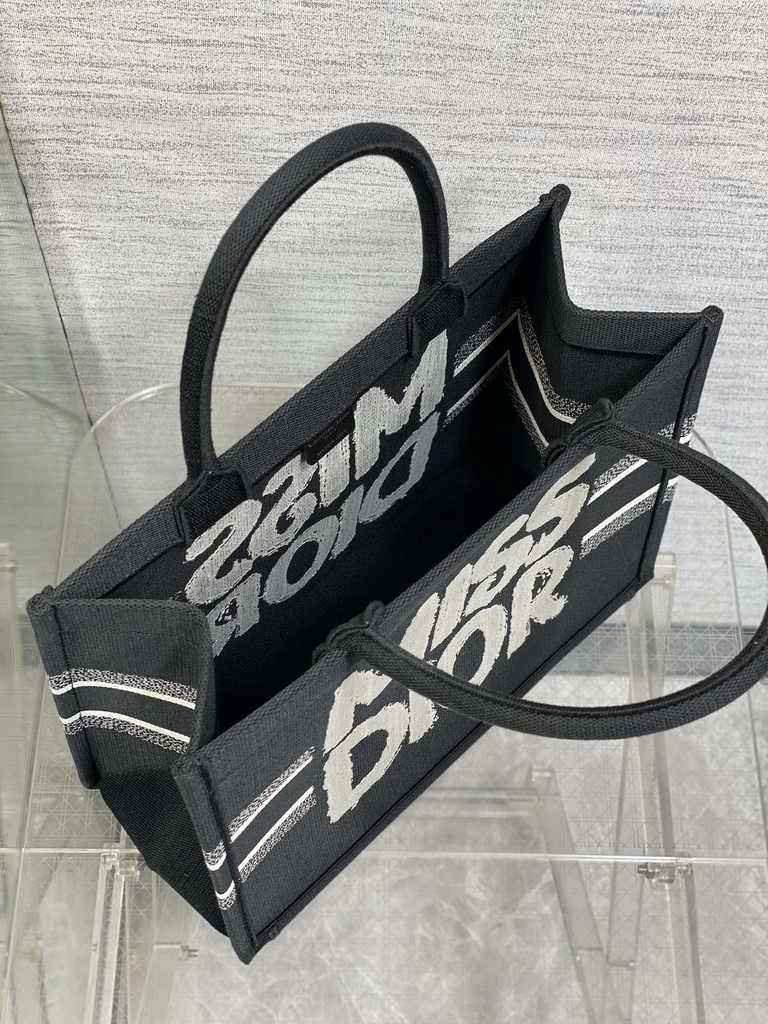 Medium Dior Book Tote M1296 Black Miss Dior Graffiti Embroidery - Default Title - View 5