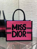 Medium Dior Book Tote M1296 Two-Tone Fuchsia and Purple Miss Dior Graffiti Embroidery - Default Title - View 1