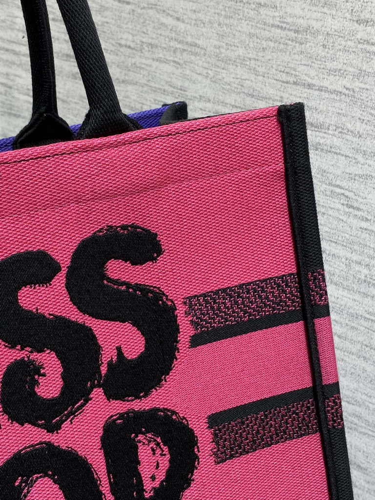 Medium Dior Book Tote M1296 Two-Tone Fuchsia and Purple Miss Dior Graffiti Embroidery - Default Title - View 8