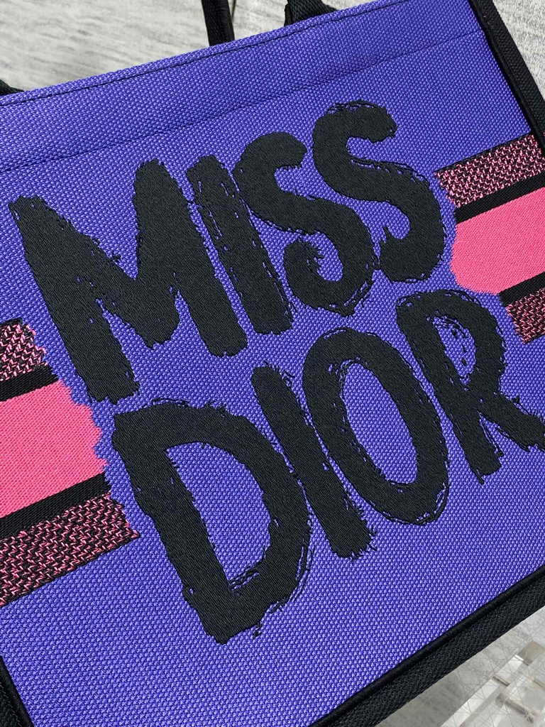 Medium Dior Book Tote M1296 Two-Tone Fuchsia and Purple Miss Dior Graffiti Embroidery - Default Title - View 7