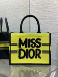 Medium Dior Book Tote M1296 Two-Tone Green and Blue Miss Dior Graffiti Embroidery - Default Title - View 1