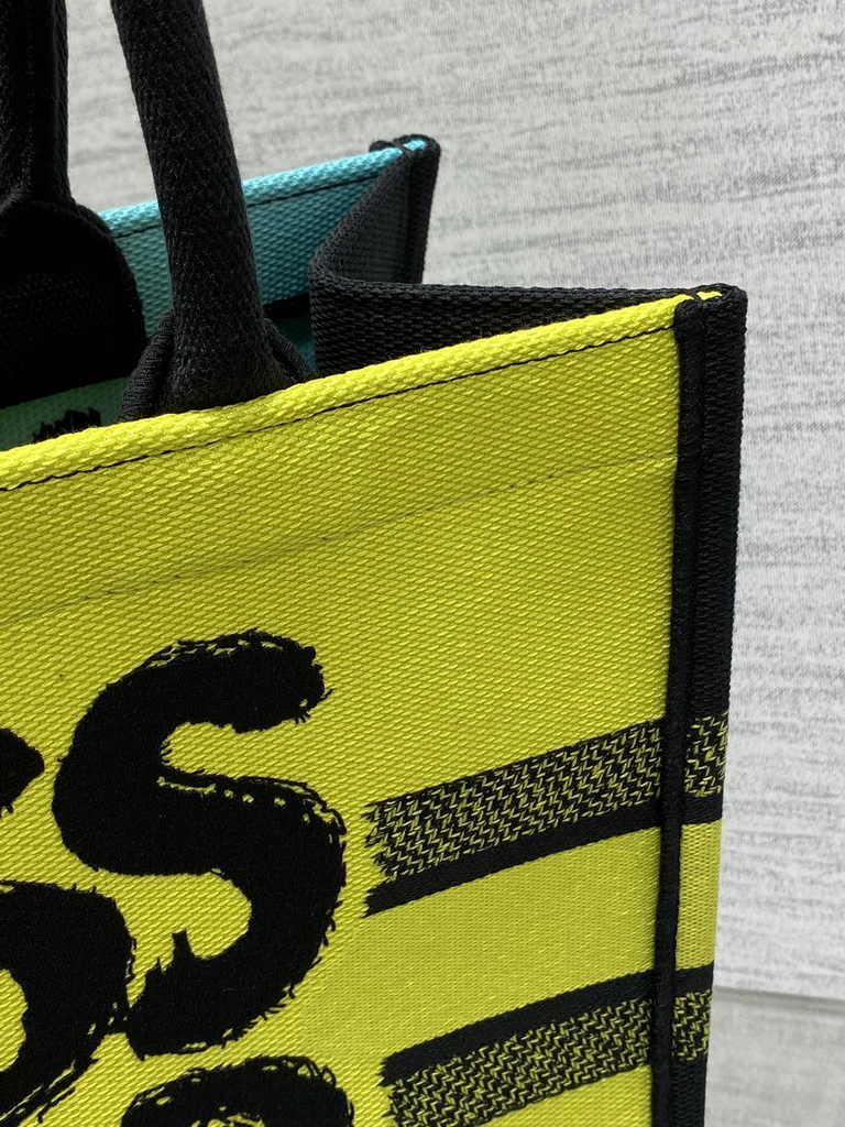 Medium Dior Book Tote M1296 Two-Tone Green and Blue Miss Dior Graffiti Embroidery - Default Title - View 7