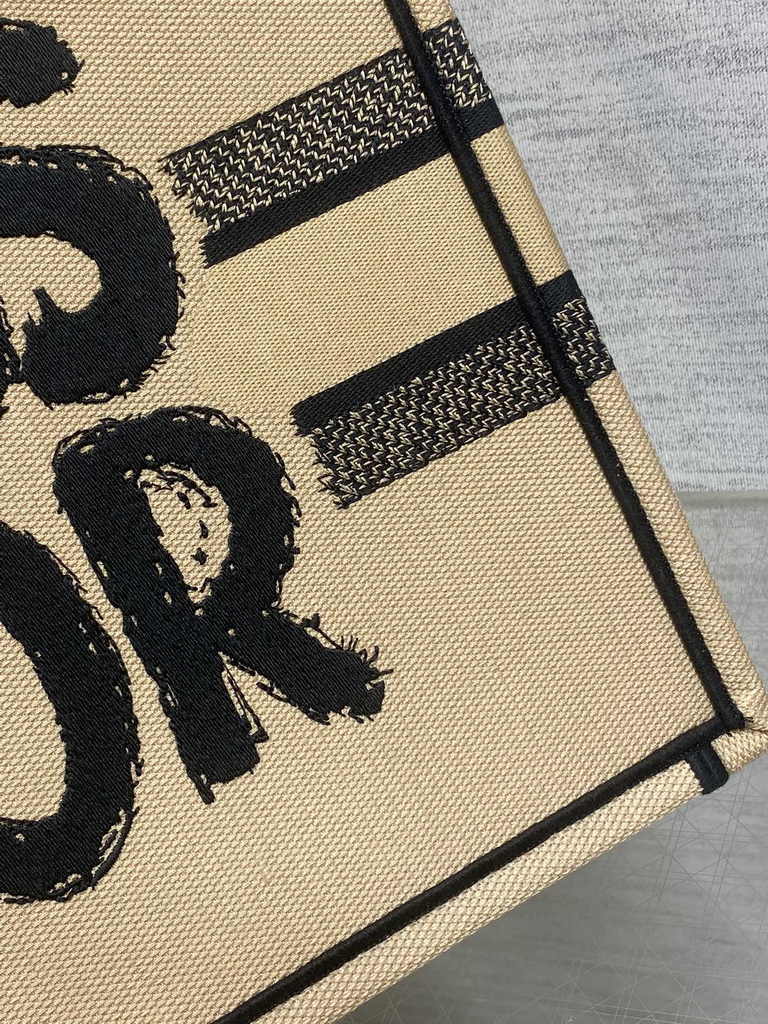 Medium Dior Book Tote M1296 Beige and Black Miss Dior Graffiti Embroidery - Default Title - View 8