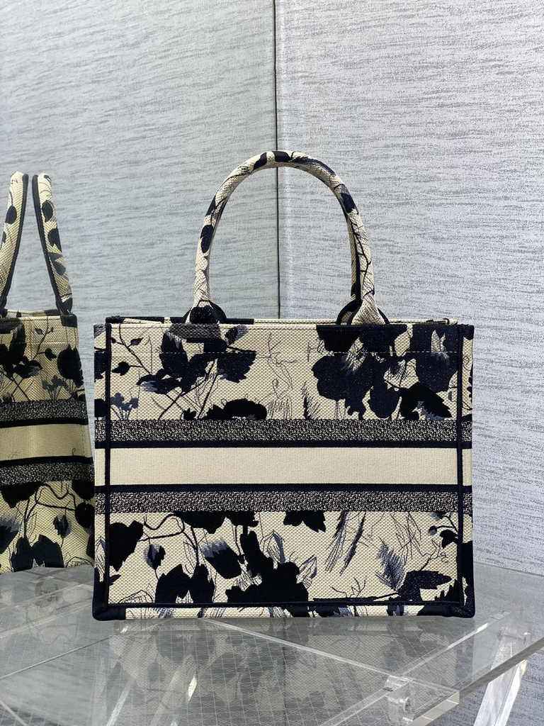 Medium Dior Book Tote M1296 Apricot Peony Embroidery - Default Title - View 2