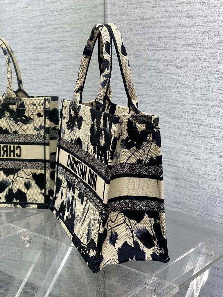 Medium Dior Book Tote M1296 Apricot Peony Embroidery - Default Title - View 3