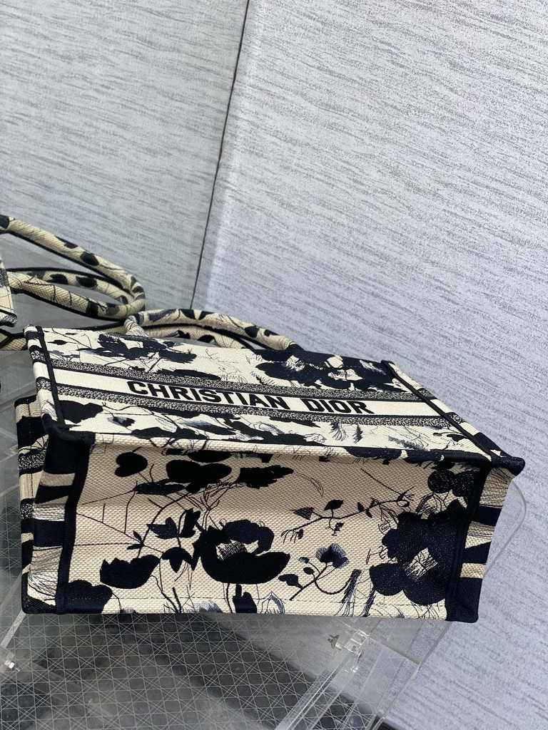 Medium Dior Book Tote M1296 Apricot Peony Embroidery - Default Title - View 4