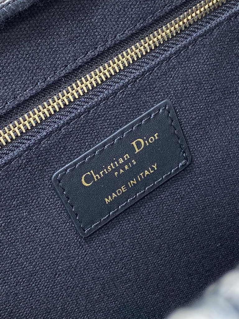 Medium Dior Book Tote M1296 Latte Multicolor Dior Zodiac Embroidery and Black Calfskin - Default Title - View 6