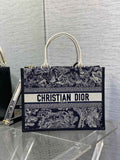 Medium Dior Book Tote M1296 Blue and Ecru Toile de Jouy Reverse Embroidery - Default Title - View 1