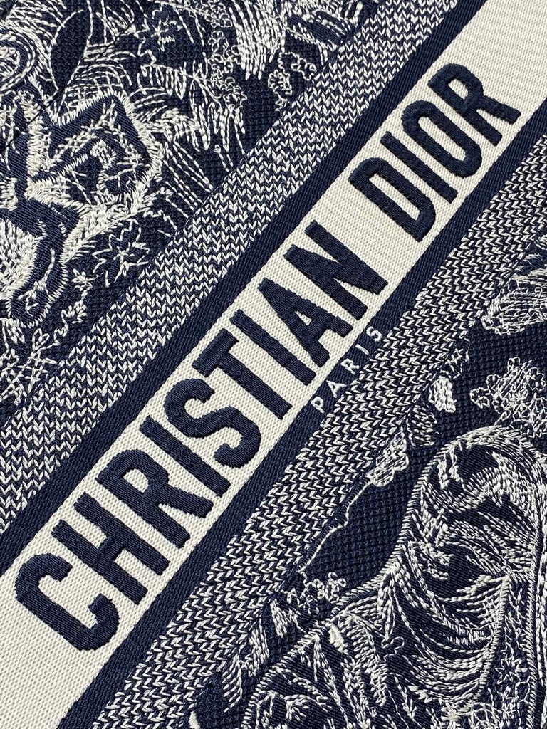 Medium Dior Book Tote M1296 Blue and Ecru Toile de Jouy Reverse Embroidery - Default Title - View 8
