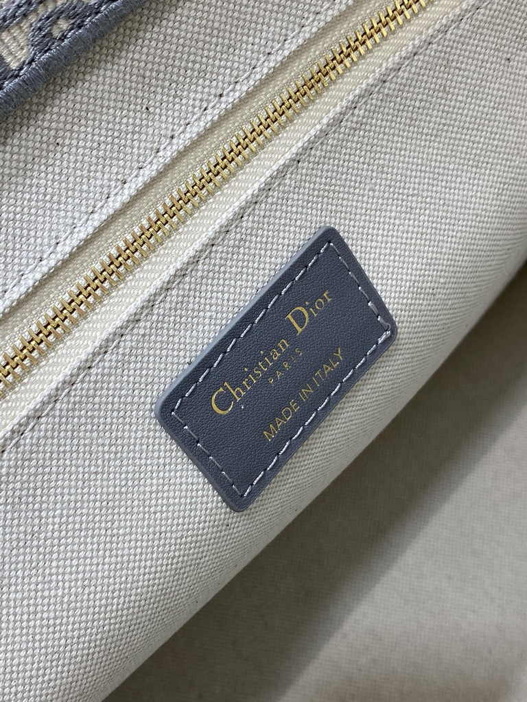 Medium Dior Book Tote M1296 Gray Dior Oblique Embroidery and Calfskin - Default Title - View 6