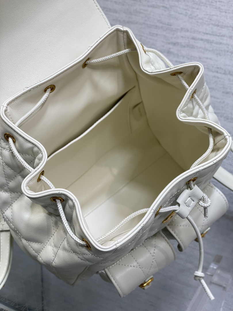 Medium Dior Caro Backpack M6301 Beige Macrocannage Lambskin - Default Title - View 9