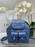 Medium Dior Caro Backpack M6301 Blue Macrocannage Lambskin - Default Title - View 1