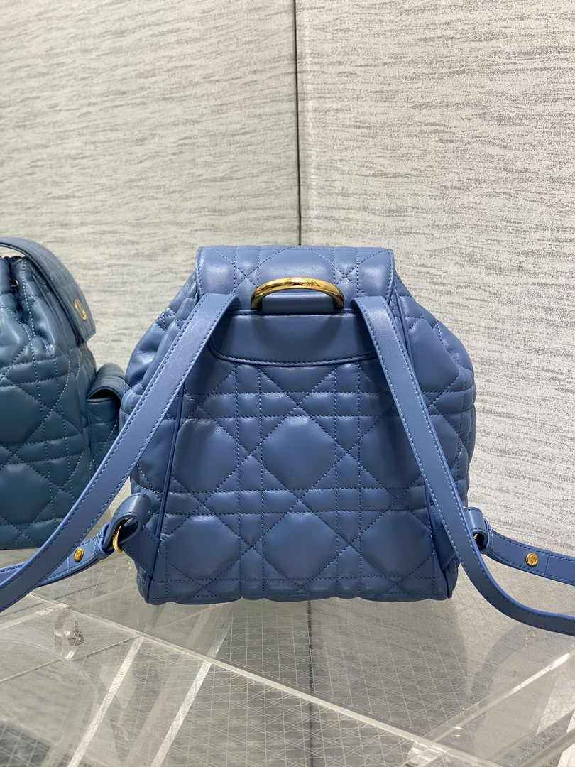 Medium Dior Caro Backpack M6301 Blue Macrocannage Lambskin - Default Title - View 5